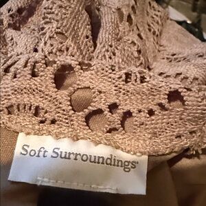 Soft Surroundings Zip up Lace Trim Sweater in Taupe